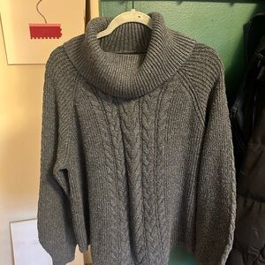 Lane Bryant Charcoal Cable Knit Turtleneck Sweater